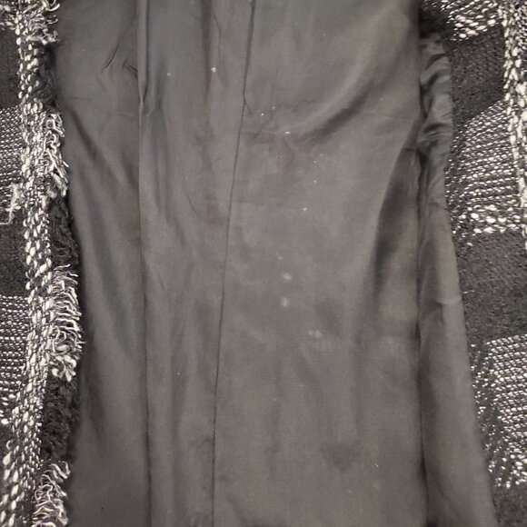 SPANNER Wool Blend Long Blazer Jacket black/white check print Women's 6 - Picture 6 of 8